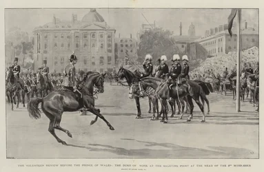 The Volunteer Review before the Prince of Wales, the Duke of York at the Saluting Point at the Head of the 3rd Middlesex